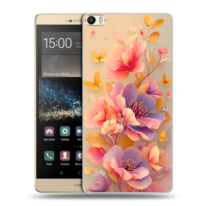 Пластиковый чехол на Huawei P8 Max с принтом Цветы и бабочки Пластиковый чехол на Huawei P8 Max с принтом Цветы и бабочки