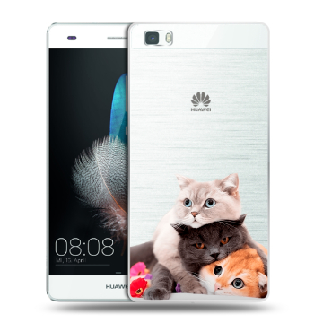 Силиконовый чехол на Huawei P8 Lite с принтом Кошки