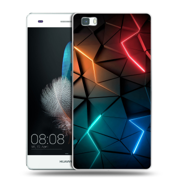 Силиконовый чехол на Huawei P8 Lite с принтом Абстракция неон
