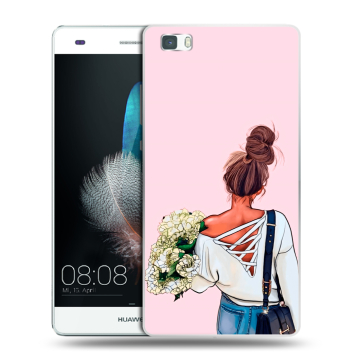 Силиконовый чехол на Huawei P8 Lite с принтом Девушка и букет