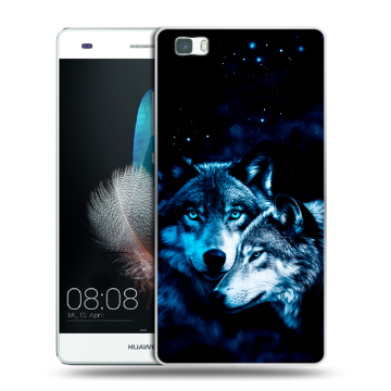 Силиконовый чехол на Huawei P8 Lite с принтом Волки