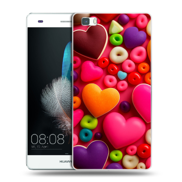 Силиконовый чехол на Huawei P8 Lite с принтом Сердечки