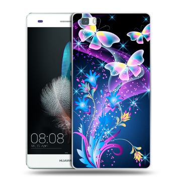 Силиконовый чехол на Huawei P8 Lite с принтом Бабочки Силиконовый чехол на Huawei P8 Lite с принтом Бабочки