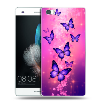 Силиконовый чехол на Huawei P8 Lite с принтом Бабочки Силиконовый чехол на Huawei P8 Lite с принтом Бабочки