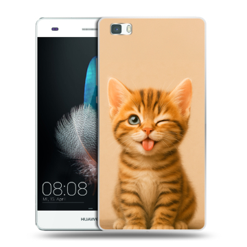 Силиконовый чехол на Huawei P8 Lite с принтом котенок