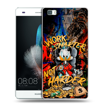 Силиконовый чехол на Huawei P8 Lite с принтом Дональд Дак Деньги Силиконовый чехол на Huawei P8 Lite с принтом Дональд Дак Деньги
