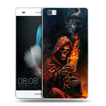 Силиконовый чехол на Huawei P8 Lite с принтом Скелет и карты
