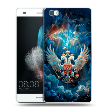 Силиконовый чехол на Huawei P8 Lite с принтом Герб флаг России