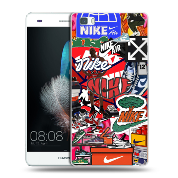 Силиконовый чехол на Huawei P8 Lite с принтом Найк Nike яркий