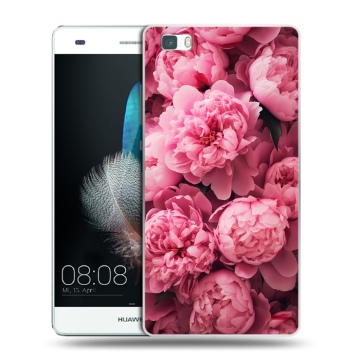 Силиконовый чехол на Huawei P8 Lite с принтом цветы пионы