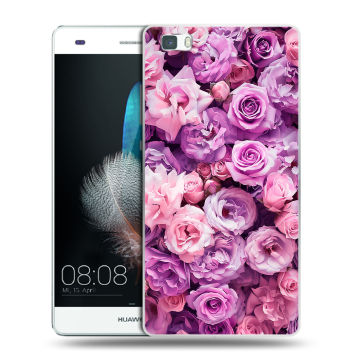 Силиконовый чехол на Huawei P8 Lite с принтом лавандовые розы
