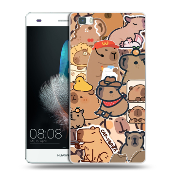 Силиконовый чехол на Huawei P8 Lite с принтом капибара