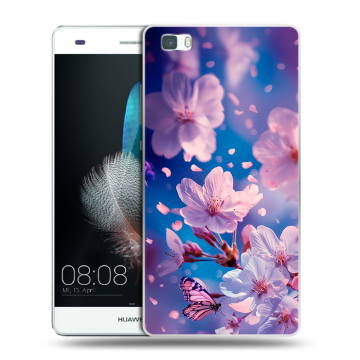 Силиконовый чехол на Huawei P8 Lite с принтом цветы бабочки
