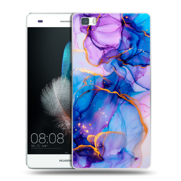 Силиконовый чехол на Huawei P8 Lite с принтом синий мрамор Силиконовый чехол на Huawei P8 Lite с принтом синий мрамор