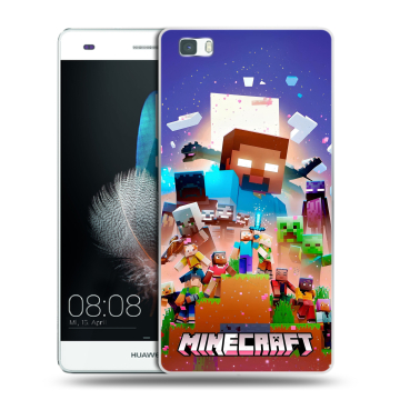 Силиконовый чехол на Huawei P8 Lite с принтом Майнкрафт Minecraft