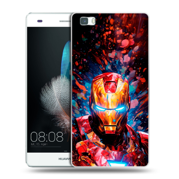Силиконовый чехол на Huawei P8 Lite с принтом Железный человек Ironman