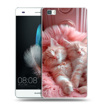 Силиконовый чехол на Huawei P8 Lite с принтом котята котики