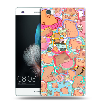 Силиконовый чехол на Huawei P8 Lite с принтом капибары