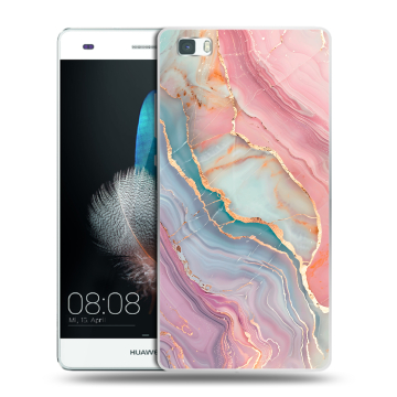 Силиконовый чехол на Huawei P8 Lite с принтом розовый мрамор Силиконовый чехол на Huawei P8 Lite с принтом розовый мрамор