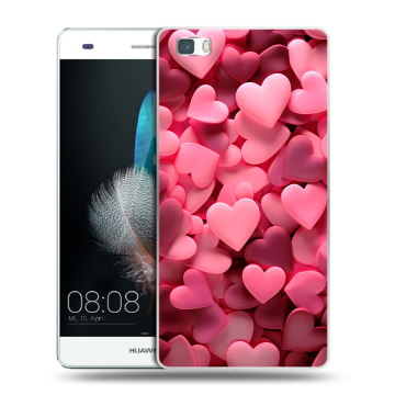 Силиконовый чехол на Huawei P8 Lite с принтом розовые сердечки
