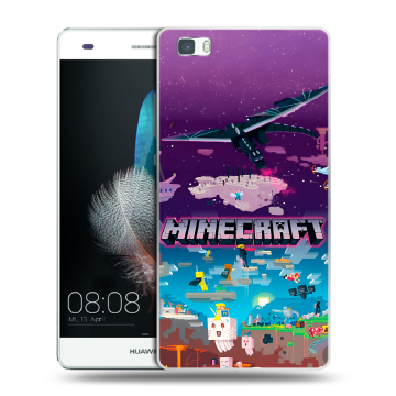 Силиконовый чехол на Huawei P8 Lite с принтом Майнкрафт Minecraft