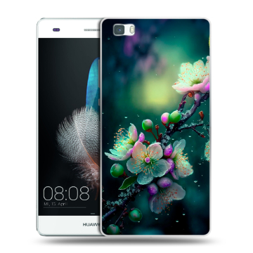 Силиконовый чехол на Huawei P8 Lite с принтом Цветы и мрамор