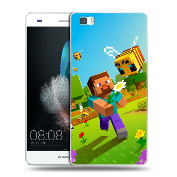 Силиконовый чехол на Huawei P8 Lite с принтом Майнкрафт Minecraft