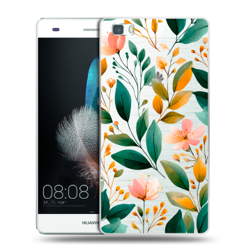 Силиконовый чехол на Huawei P8 Lite с принтом Цветы паттерн Силиконовый чехол на Huawei P8 Lite с принтом Цветы паттерн