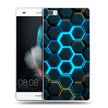 Силиконовый чехол на Huawei P8 Lite с принтом Неоновые соты Силиконовый чехол на Huawei P8 Lite с принтом Неоновые соты