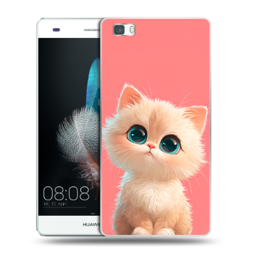 Силиконовый чехол на Huawei P8 Lite с принтом Розовый котенок Силиконовый чехол на Huawei P8 Lite с принтом Розовый котенок