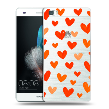 Силиконовый чехол на Huawei P8 Lite с принтом Сердечки Силиконовый чехол на Huawei P8 Lite с принтом Сердечки