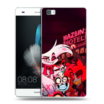 Силиконовый чехол на Huawei P8 Lite с принтом Hazbin Hotel Отель Хазбин