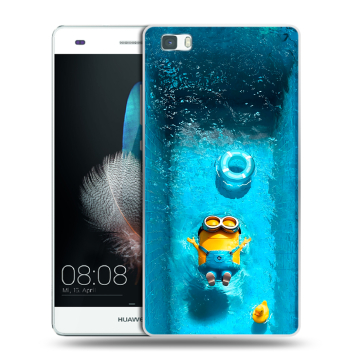 Силиконовый чехол на Huawei P8 Lite с принтом Миньоны