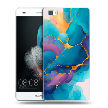 Силиконовый чехол на Huawei P8 Lite с принтом Мрамор блестки Силиконовый чехол на Huawei P8 Lite с принтом Мрамор блестки