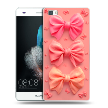Силиконовый чехол на Huawei P8 Lite с принтом Розовые бантики