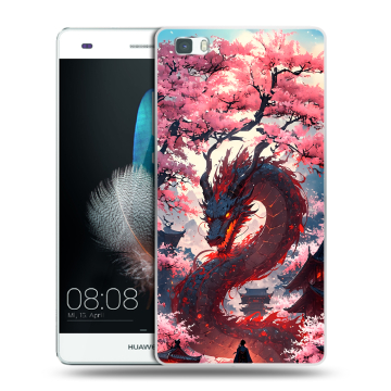 Силиконовый чехол на Huawei P8 Lite с принтом Дракон Японский Силиконовый чехол на Huawei P8 Lite с принтом Дракон Японский