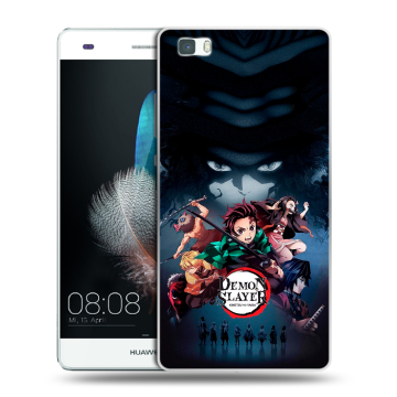 Силиконовый чехол на Huawei P8 Lite с принтом Demon Slayer Клинок рассекающий демонов
