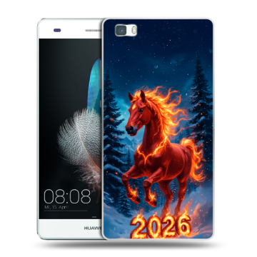Силиконовый чехол на Huawei P8 Lite с принтом Новый год коня