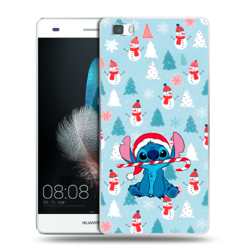 Силиконовый чехол на Huawei P8 Lite с принтом Стич Новый год