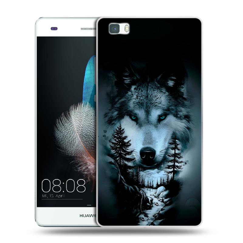 Силиконовый чехол на Huawei P8 Lite с принтом Лесной волк Силиконовый чехол на Huawei P8 Lite с принтом Лесной волк