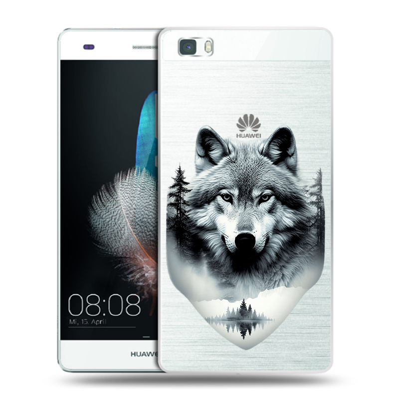 Силиконовый чехол на Huawei P8 Lite с принтом Волк в лесу Силиконовый чехол на Huawei P8 Lite с принтом Волк в лесу