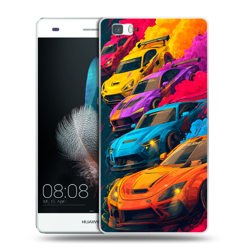 Силиконовый чехол на Huawei P8 Lite с принтом Тачки Силиконовый чехол на Huawei P8 Lite с принтом Тачки