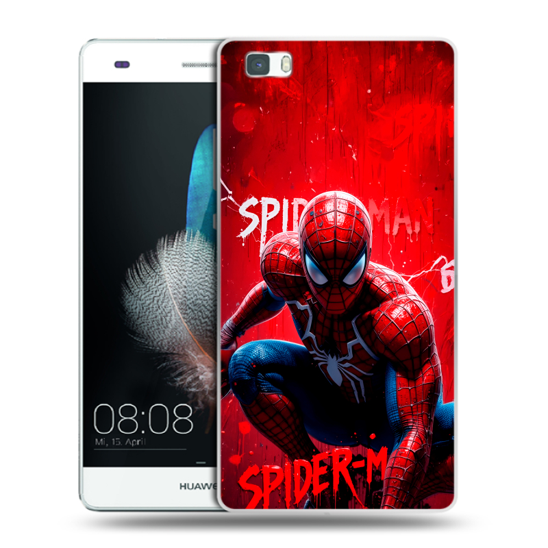 Силиконовый чехол на Huawei P8 Lite с принтом Spiderman Человек паук Силиконовый чехол на Huawei P8 Lite с принтом Spiderman Человек паук