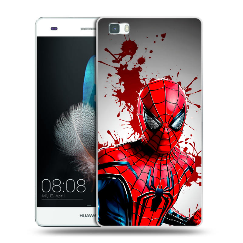 Силиконовый чехол на Huawei P8 Lite с принтом Spiderman Человек паук Силиконовый чехол на Huawei P8 Lite с принтом Spiderman Человек паук