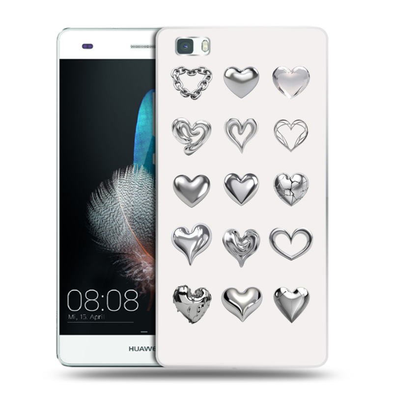 Силиконовый чехол на Huawei P8 Lite с принтом Y2K сердечки Силиконовый чехол на Huawei P8 Lite с принтом Y2K сердечки