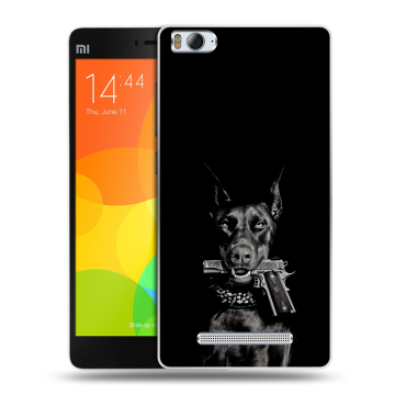 Пластиковый чехол на Xiaomi Mi4i с принтом Доберман и пистолет Пластиковый чехол на Xiaomi Mi4i с принтом Доберман и пистолет