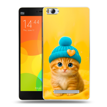 Пластиковый чехол на Xiaomi Mi4i с принтом Котенок в шапке