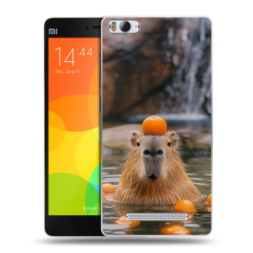 Пластиковый чехол на Xiaomi Mi4i с принтом Капибара с апельсином