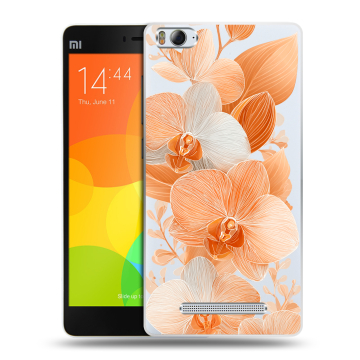 Пластиковый чехол на Xiaomi Mi4i с принтом Бежевые цветы Пластиковый чехол на Xiaomi Mi4i с принтом Бежевые цветы