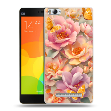 Пластиковый чехол на Xiaomi Mi4i с принтом Цветы и бабочки Пластиковый чехол на Xiaomi Mi4i с принтом Цветы и бабочки